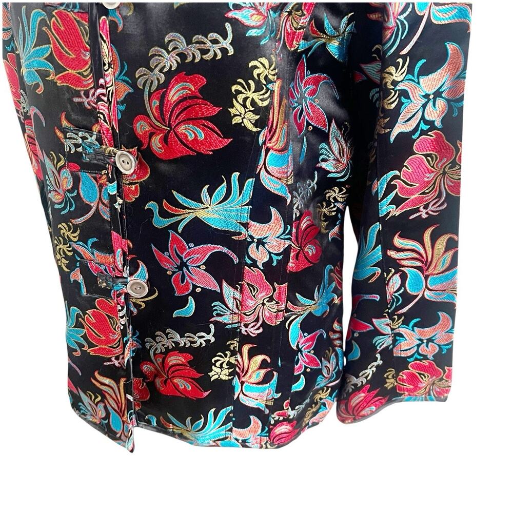 Chico’s Asian Inspired Brocade Jacket Mandarin Collar Silk Blend Size 3/Large - Picture 6 of 9